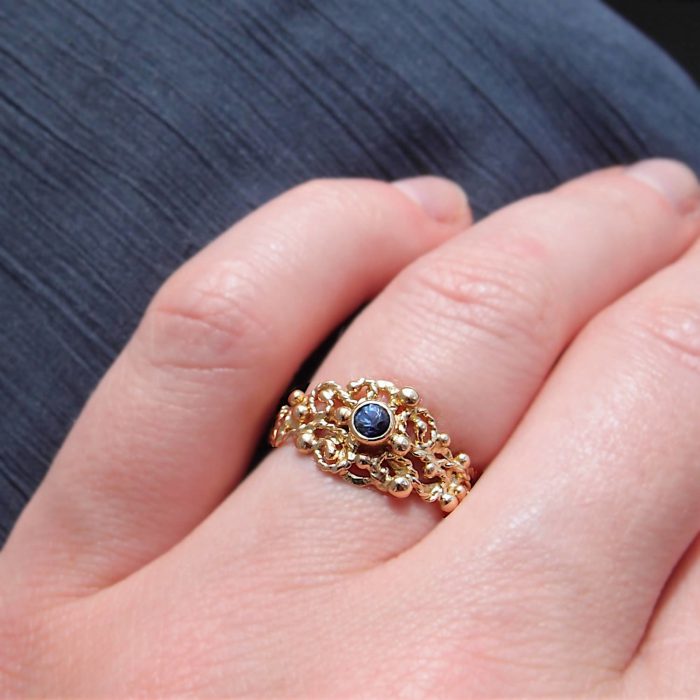unique gold sapphire ring by lookrecya